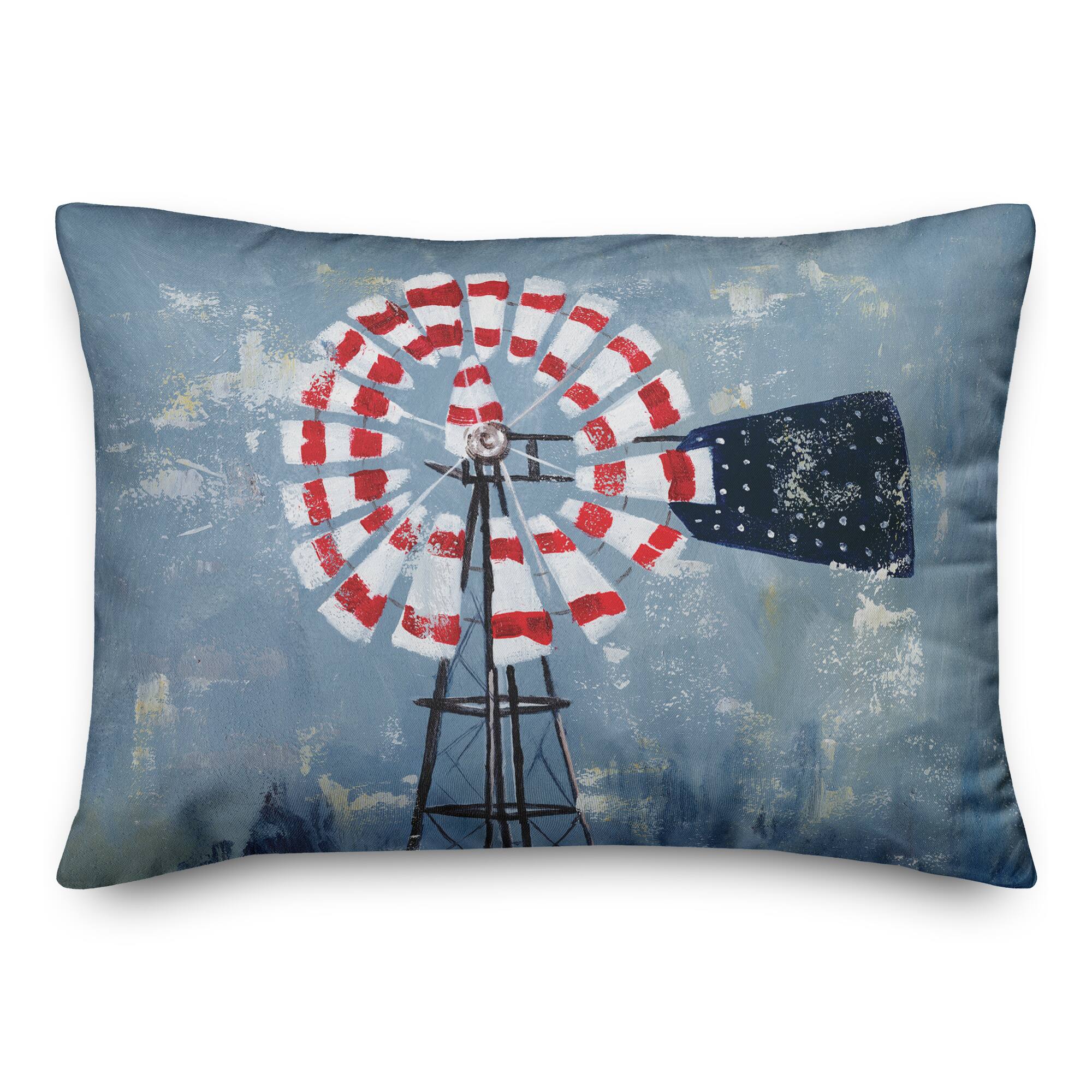 Patriotic Windmill Throw Pillow